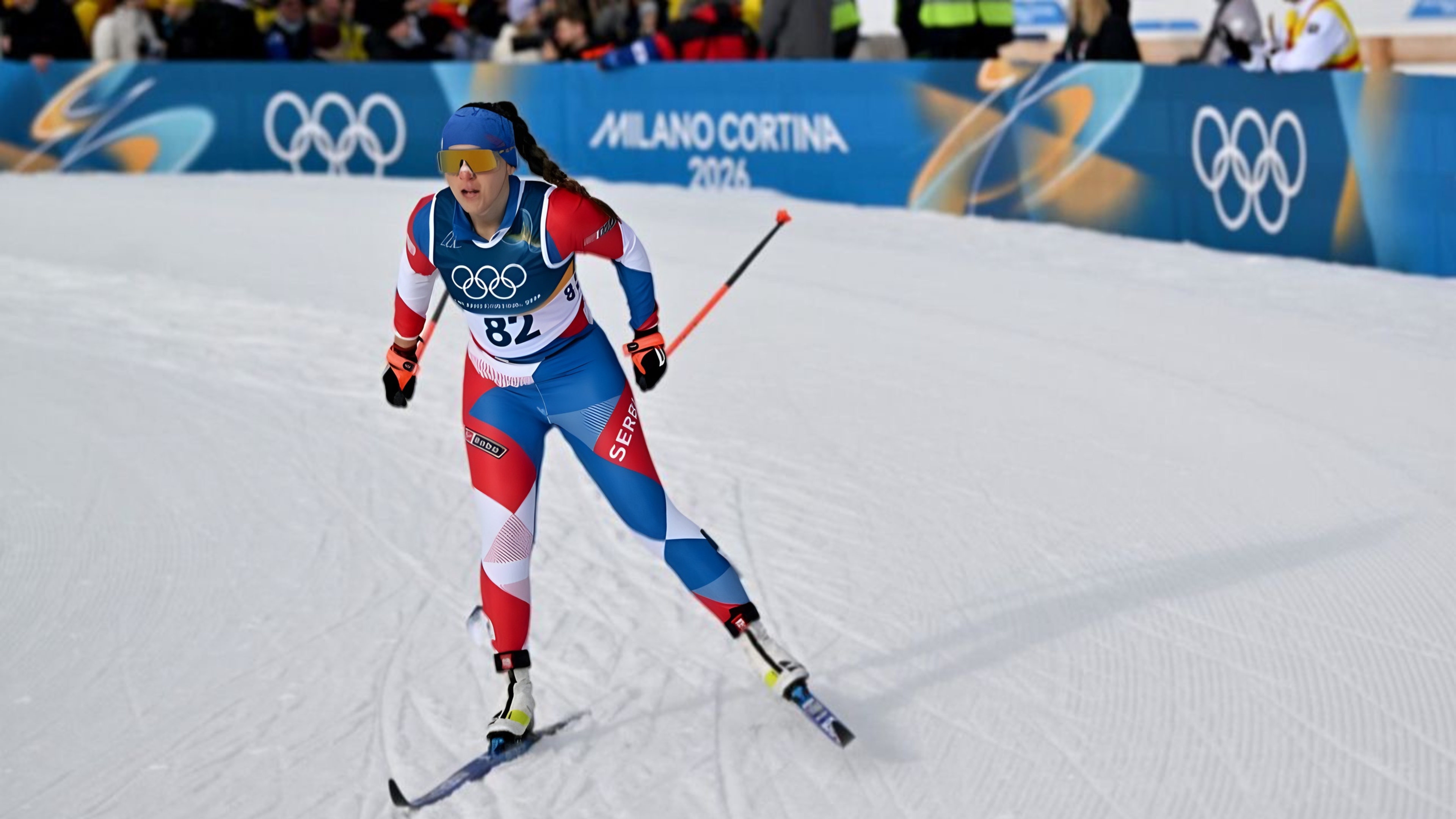 Anja Ilić competing in cross-country skiing at the 2026 Winter Olympics in Milan and Cortina